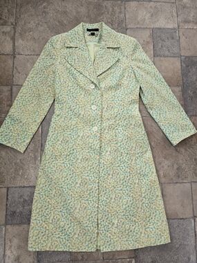 Vintage Express green floral trench coat